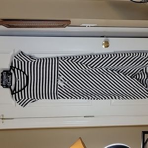 Talbots Dress Medium Black White Stripe